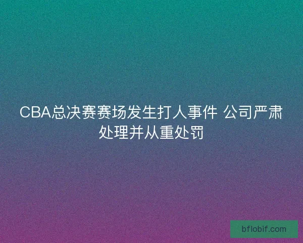 CBA总决赛赛场发生打人事件 公司严肃处理并从重处罚 CBA总决赛赛场发生打人事件 公司严肃处理并从重处罚